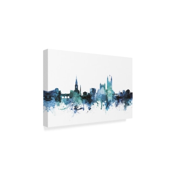 Michael Tompsett 'Bath England Blue Teal Skyline Cityscape' Canvas Art,30x47